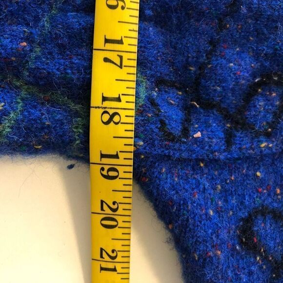 Vintage Button Down San Francisco Blue Confetti Wool Sweater Size S/M - Picture 8 of 11